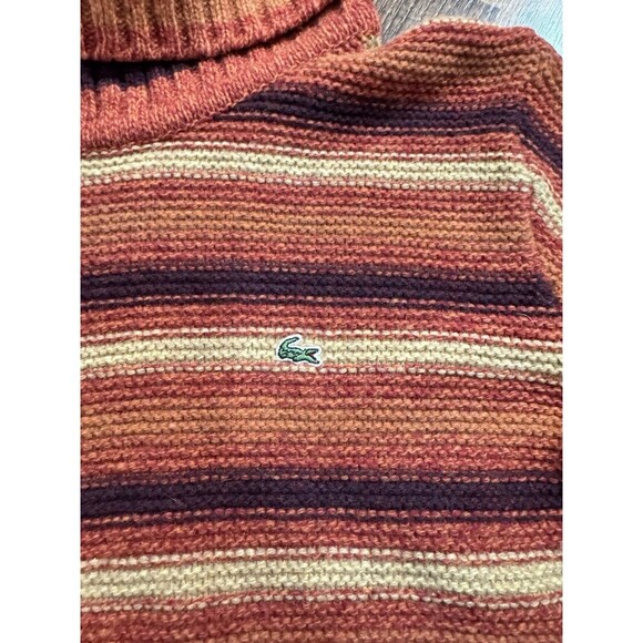 Lacoste Striped Cowl Neck Sweater - Red and Brown - Picture 3 of 6